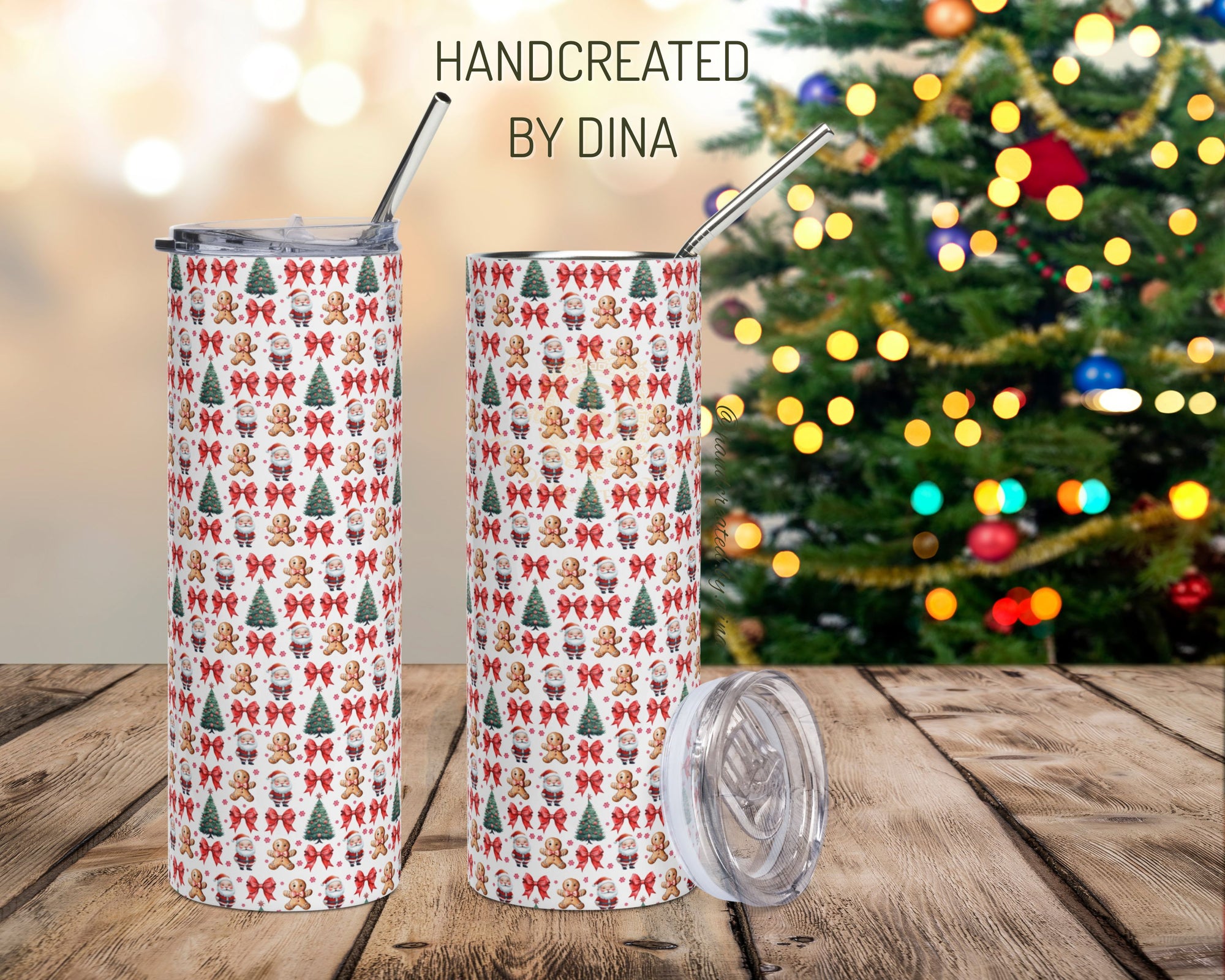 Christmas Print Stainless Steel Tumbler, Durable Insulated Travel Cup for Hot or Cold Beverages, Perfect Gift for Outdoors Enthusiasts