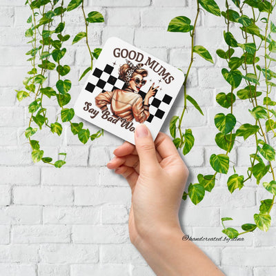 Good Mum Cork-back coaster set with Girl Print, Perfect Drink Coaster, Eco-Friendly Durable Coaster, Drink Accessory, Table Drink Protector