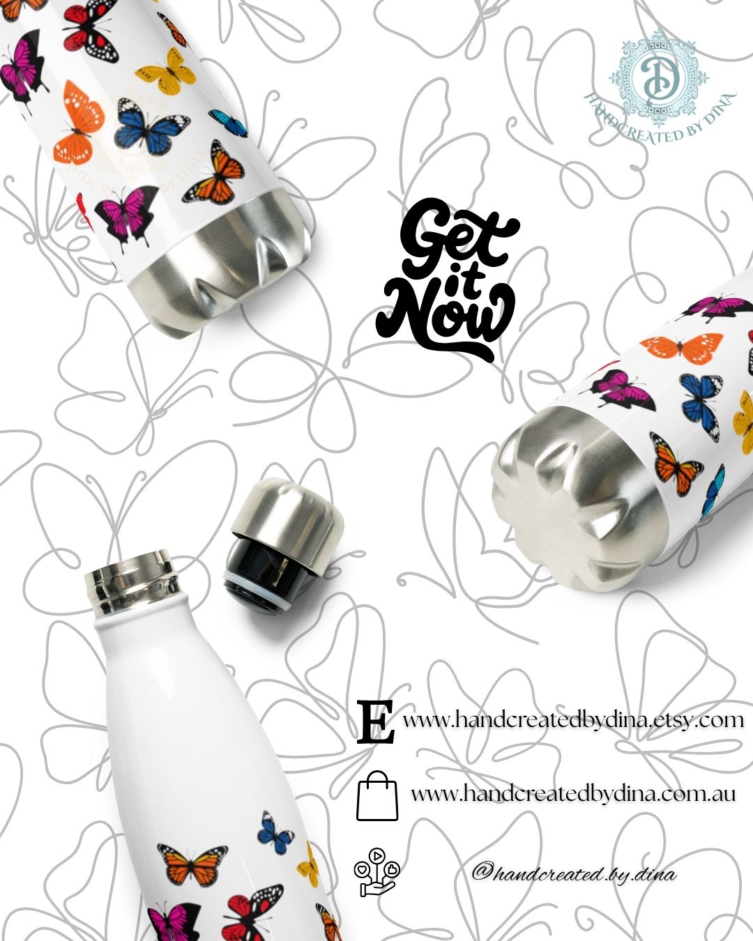 Butterfly Stainless Steel Water Bottle, Stylish Reusable Drink Container for Everyday Use, Great Gift for Eco-Conscious Friends