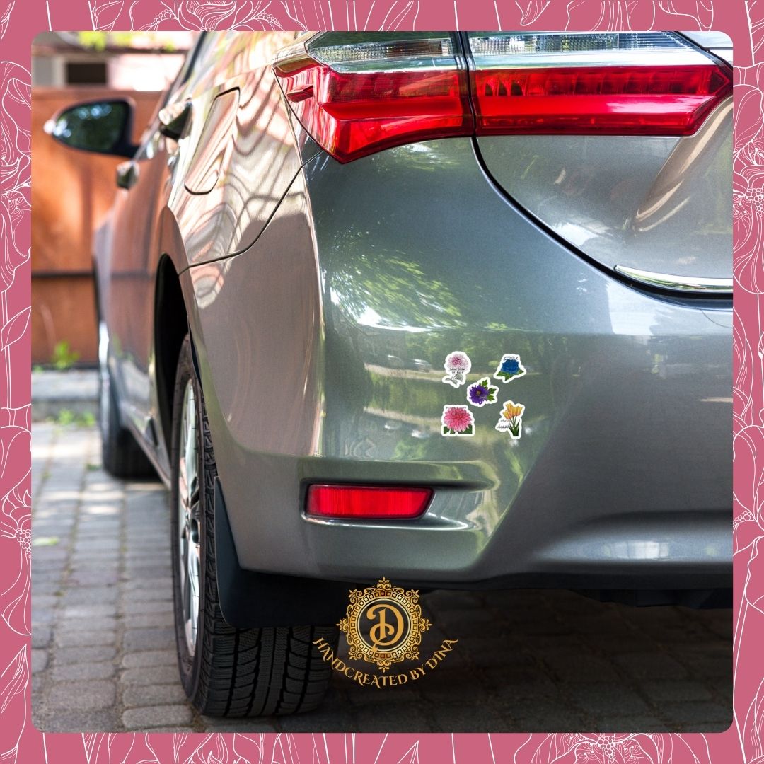 Bubble-Free Floral Stickers, Customisable Waterproof Labels for Scrapbooking and Crafting, Unique Gift for Art Lovers