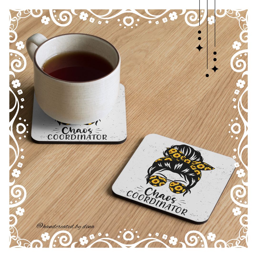 Cork-back coaster set with Girl Print, Perfect Drink Coaster, Eco-Friendly Durable Coaster, Drink Accessory, Table Drink Protector