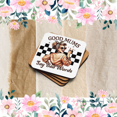 Good Mum Cork-back coaster set with Girl Print, Perfect Drink Coaster, Eco-Friendly Durable Coaster, Drink Accessory, Table Drink Protector