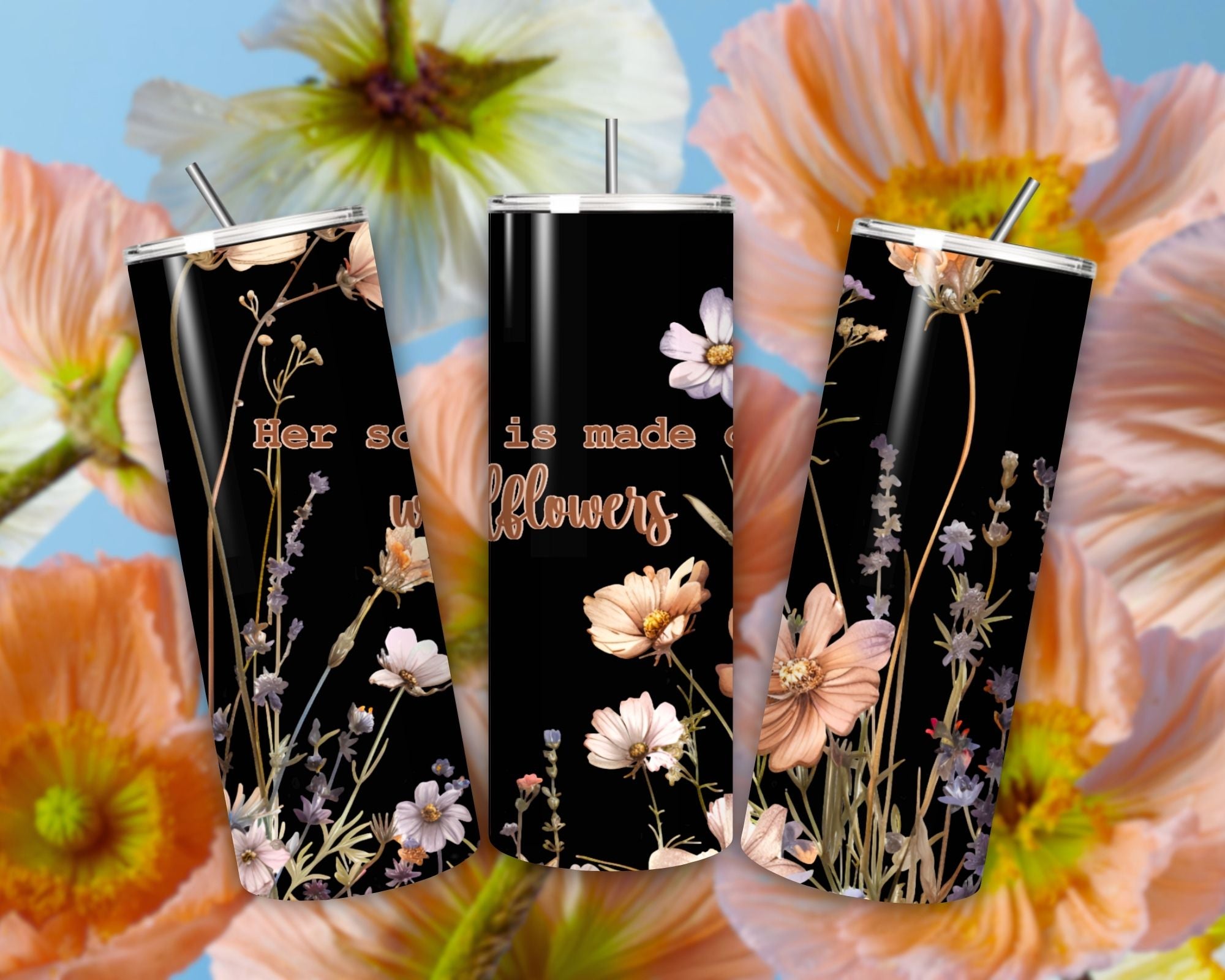 Wildflower Stainless Steel Tumbler, Sleek Double-Walled Insulated Cup for On-the-Go, Perfect Gift for Friends and Family