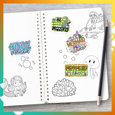 Sassy Bubble-free Stickers, Mermaid Stickers for Laptop Ideal for Drink Bottles