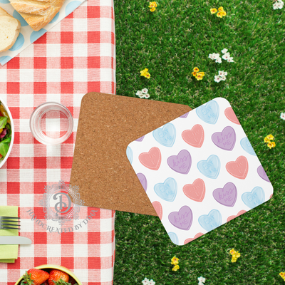 Candy Cork-Back Coaster, Coffee Coaster, Durable Coaster, Desk Accessory, Dining Decor, New Home Gift