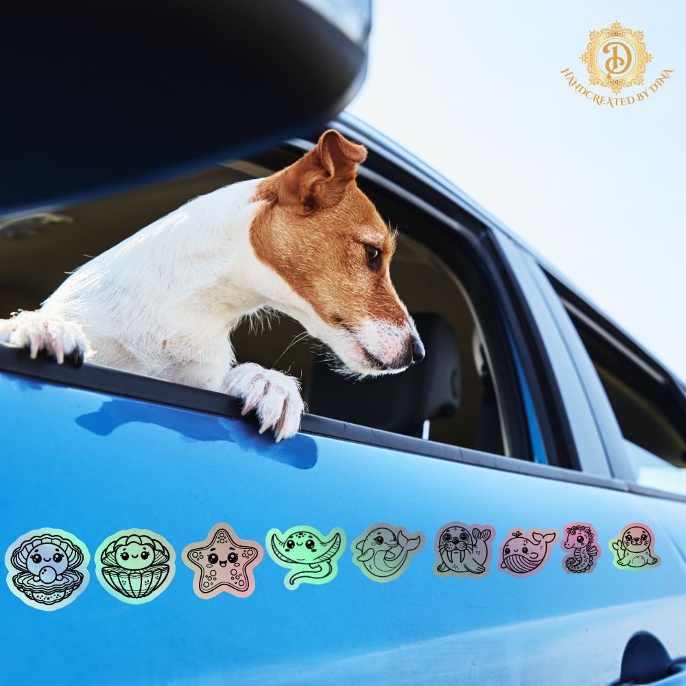 Sea Creature Holographic Stickers, Kiss Cut Ocean Theme Vinyl Stickers