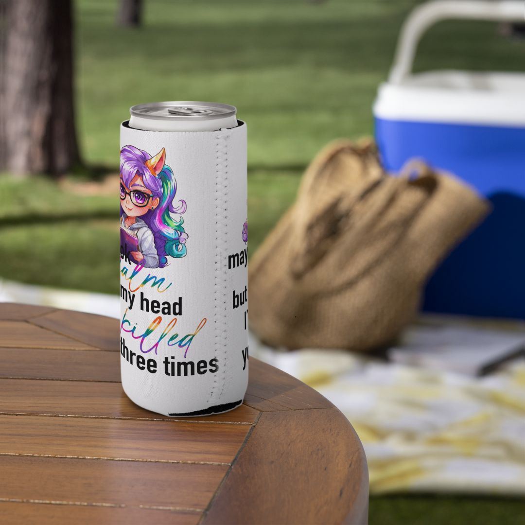 I May Be Calm Can Cooler, Drink Insulator, Beverage Chiller, Travel Drink Holder, Camping Gear, Outdoor Picnic, Tailgating Essential