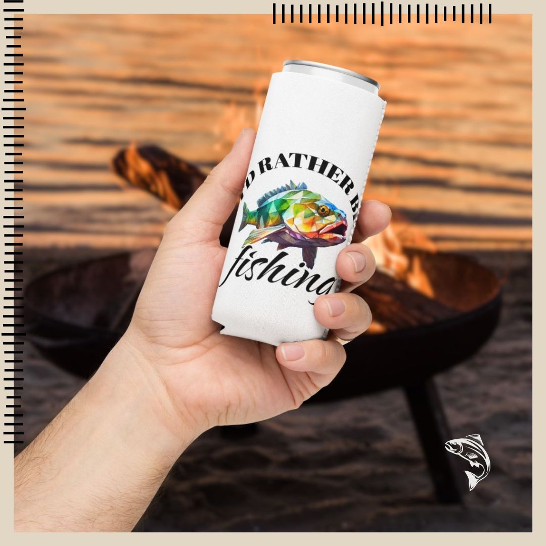 Fishing Can Cooler, Insulated Beer Holder, Slim Line Beverage Cooler Perfect For Her, Great For Him