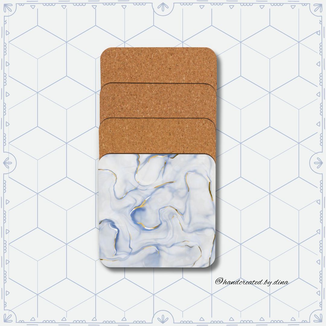 Marbled Cork-Back Coaster Collection, Eco-Friendly Drink Coasters to Protect Surfaces, Great Gift for Newlyweds or Friends