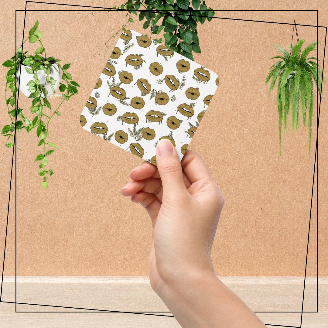 Lips Cork-back Coaster, Beverage Coaster, Coffee Coaster, Bar Decor, Sustainable Coaster, Drink Accessory, Gift for Hostess