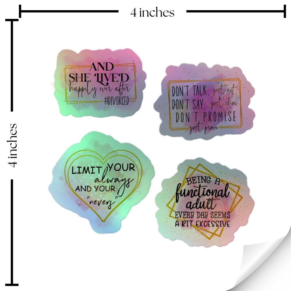 Holographic Affirmation Sticker Set 2, Notebook Sticker Set Perfect for Decorating