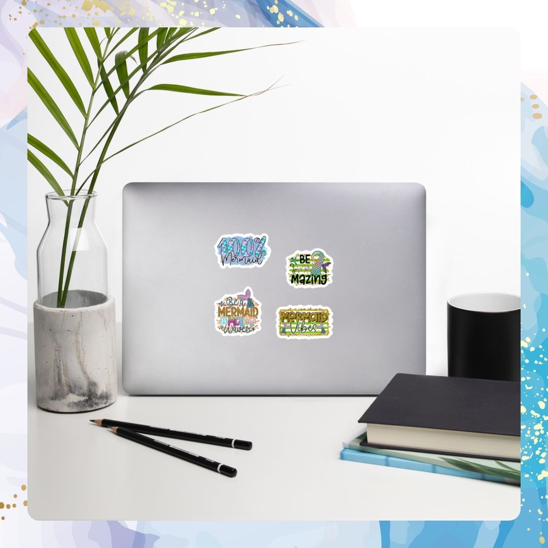 Kiss-Cut 100% Mermaid Stickers, Durable Vinyl Bubble-Free Mermaid Stickers