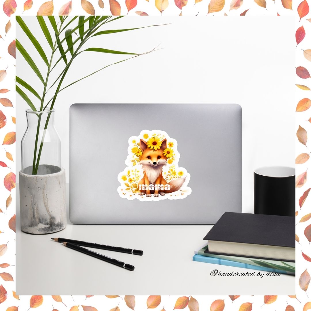 Foxy Mama Bubble-free Sticker, Durable Vinyl Sticker Ideal for Laptops