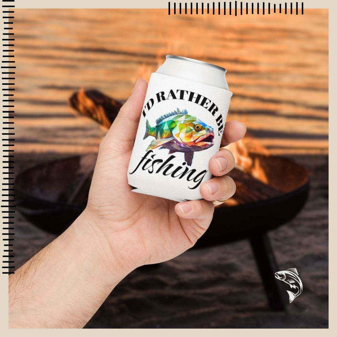 Fishing Can Cooler, Insulated Beer Holder, Slim Line Beverage Cooler Perfect For Her, Great For Him