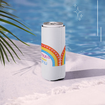 Positive Rainbow Drink Can Cooler, Insulated Can Holder, Beer Sleeve, Beverage Koozie, Picnic Accessory, Tailgate Drink Holder, Summer Essential