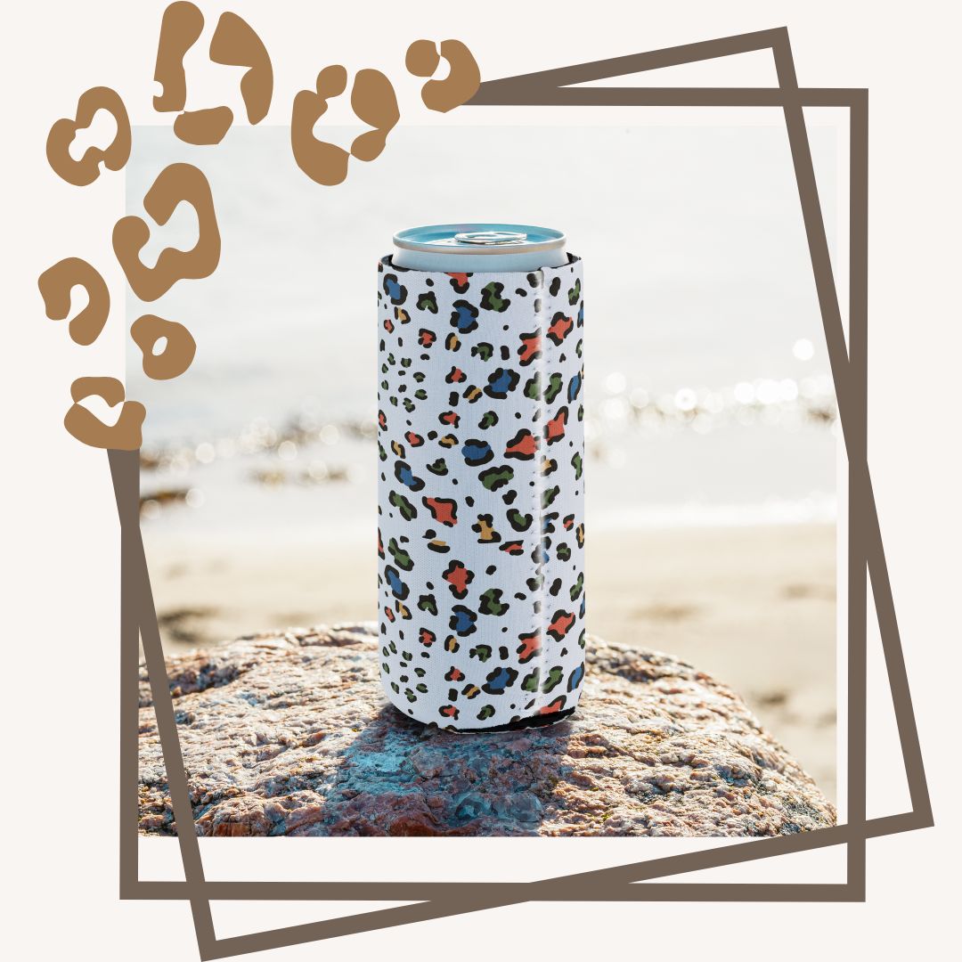 Leopard Print Can Cooler Sleeve, Stylish Beverage Holder for BBQs and Parties, Great Gift Idea for Friends and Family