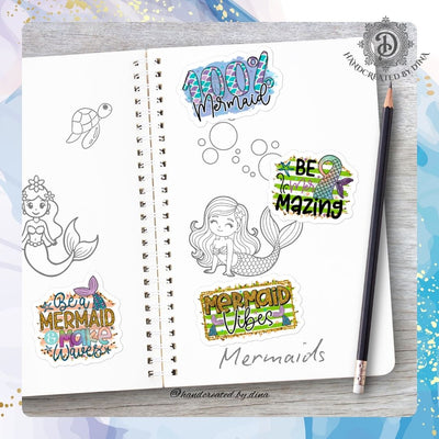 Kiss-Cut 100% Mermaid Stickers, Durable Vinyl Bubble-Free Mermaid Stickers