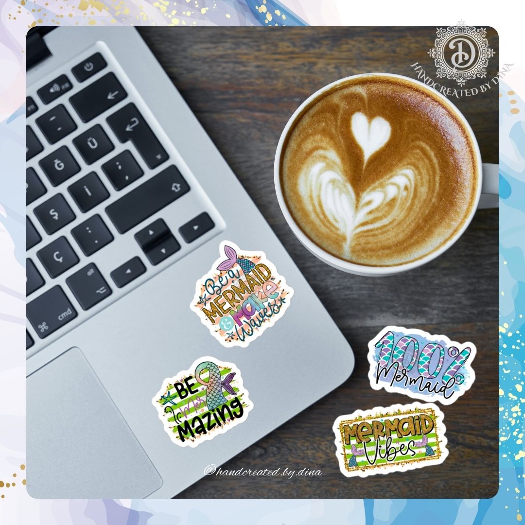 Kiss-Cut 100% Mermaid Stickers, Durable Vinyl Bubble-Free Mermaid Stickers