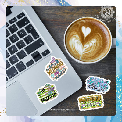 Kiss-Cut 100% Mermaid Stickers, Durable Vinyl Bubble-Free Mermaid Stickers