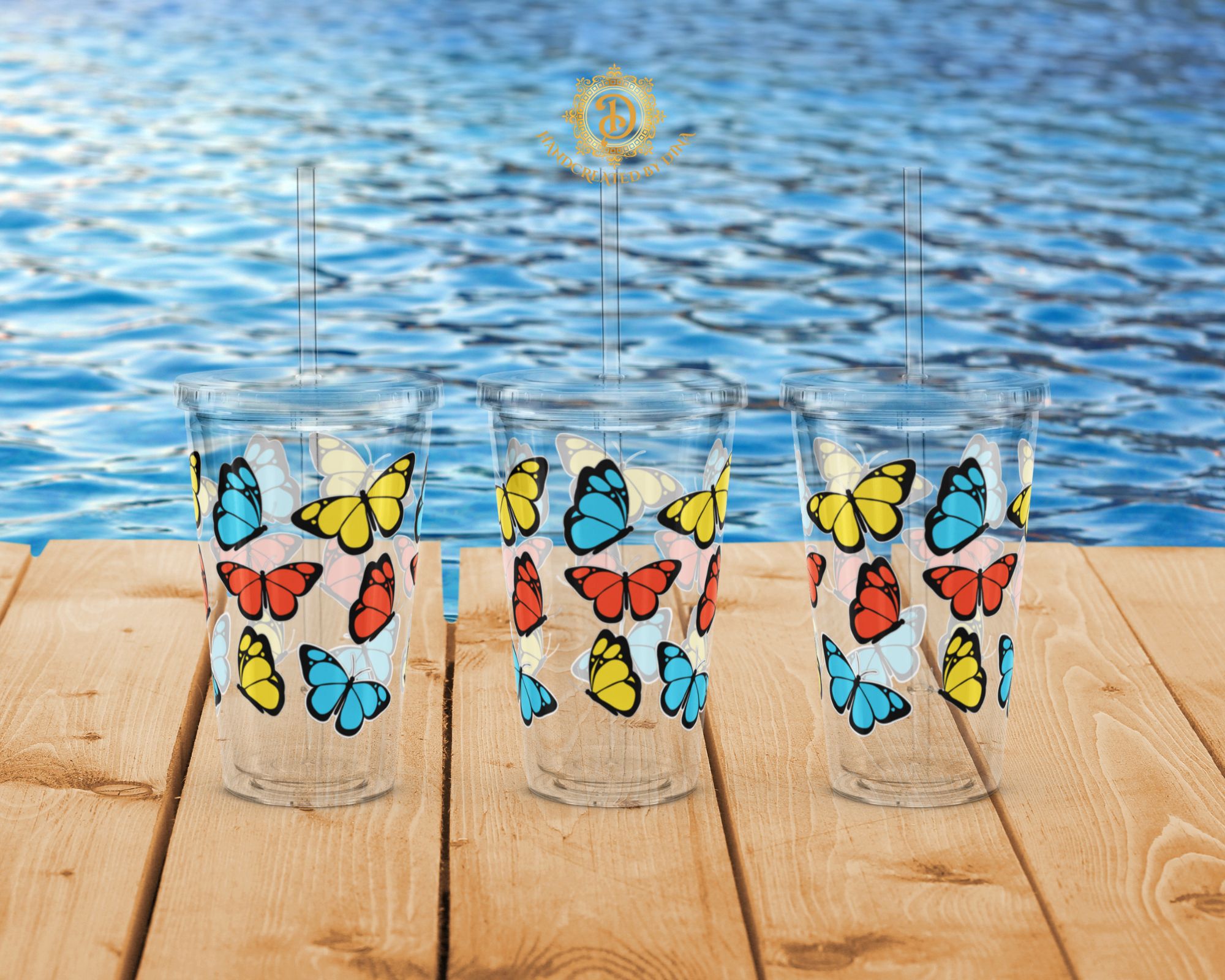 Clear Plastic Butterfly Tumbler, Sleek Reusable Cup for Everyday Beverages, Ideal Eco-Conscious Gift for Family and Friends