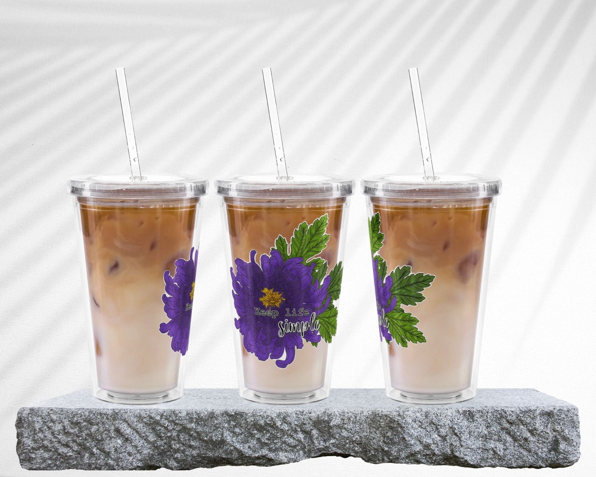Chrysanthemum Clear Plastic Tumbler, Durable and Versatile Drinkware for Daily Hydration, Ideal Gift for Birthdays and Housewarmings.