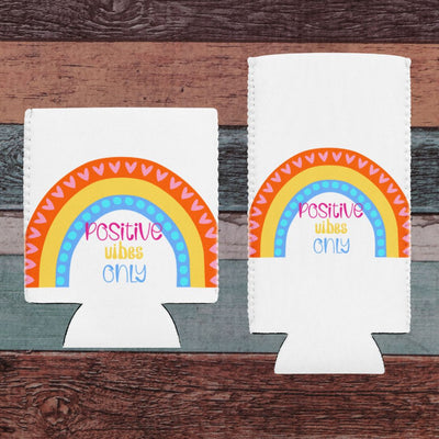 Positive Rainbow Drink Can Cooler, Insulated Can Holder, Beer Sleeve, Beverage Koozie, Picnic Accessory, Tailgate Drink Holder, Summer Essential