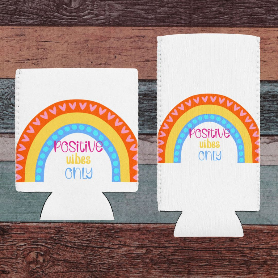 Positive Rainbow Drink Can Cooler, Insulated Can Holder, Beer Sleeve, Beverage Koozie, Picnic Accessory, Tailgate Drink Holder, Summer Essential