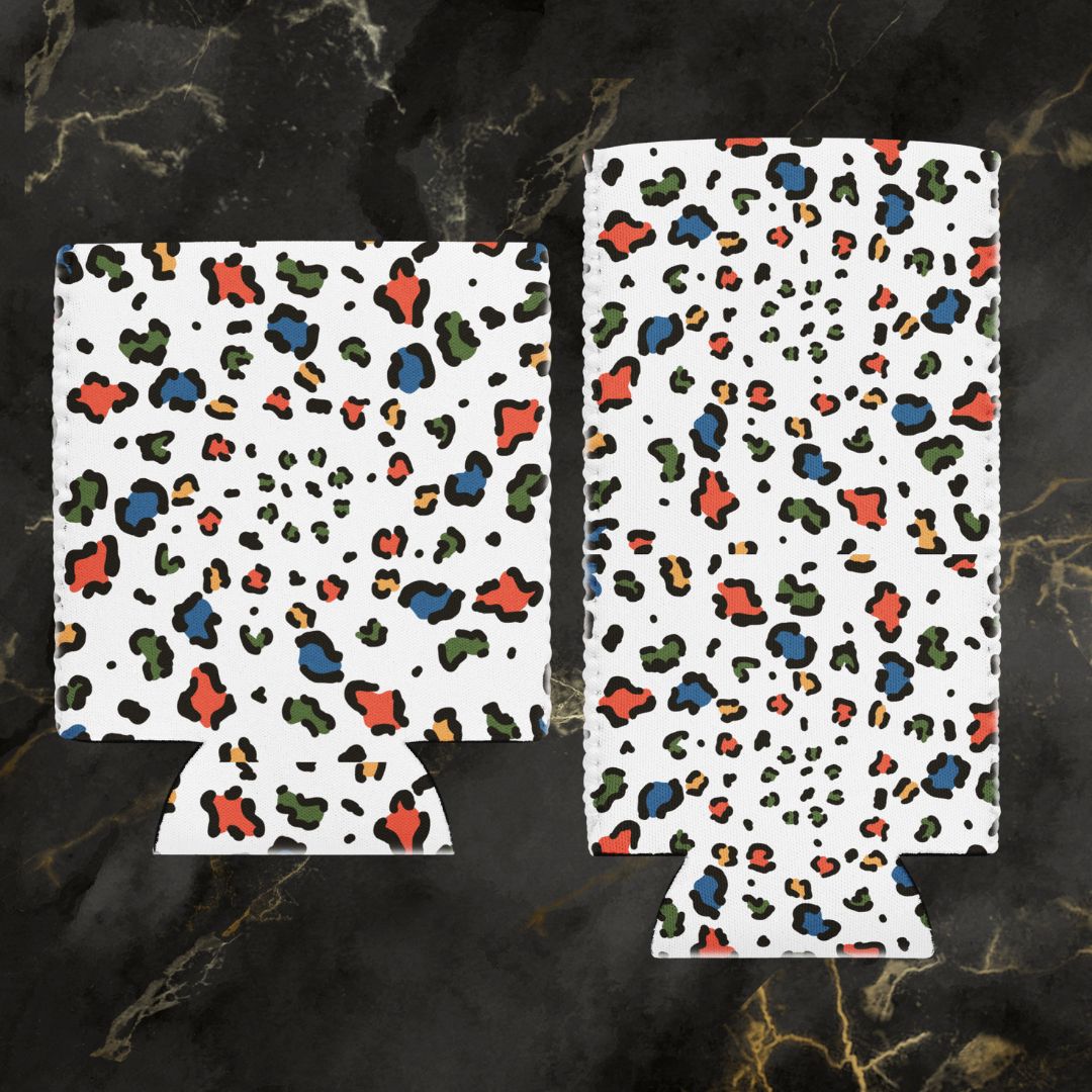 Leopard Print Can Cooler Sleeve, Stylish Beverage Holder for BBQs and Parties, Great Gift Idea for Friends and Family