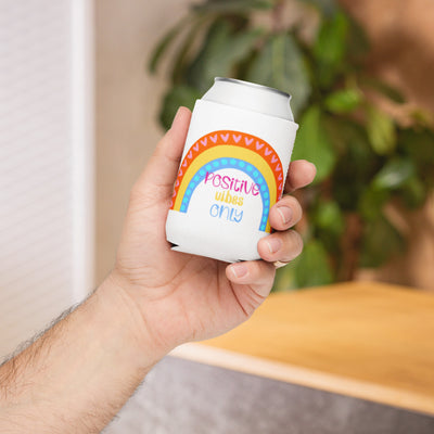 Positive Rainbow Drink Can Cooler, Insulated Can Holder, Beer Sleeve, Beverage Koozie, Picnic Accessory, Tailgate Drink Holder, Summer Essential