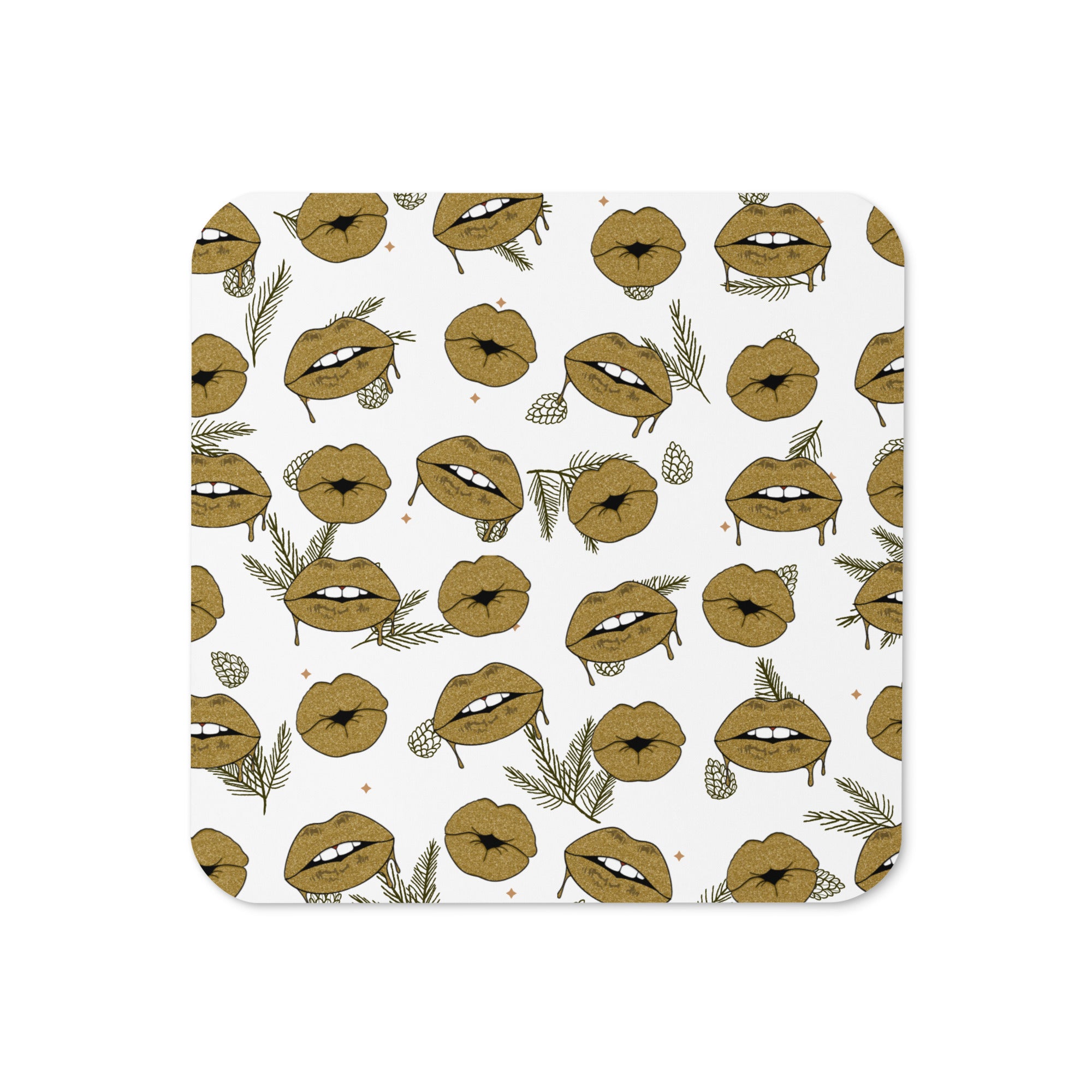 Lips Cork-back Coaster, Beverage Coaster, Coffee Coaster, Bar Decor, Sustainable Coaster, Drink Accessory, Gift for Hostess