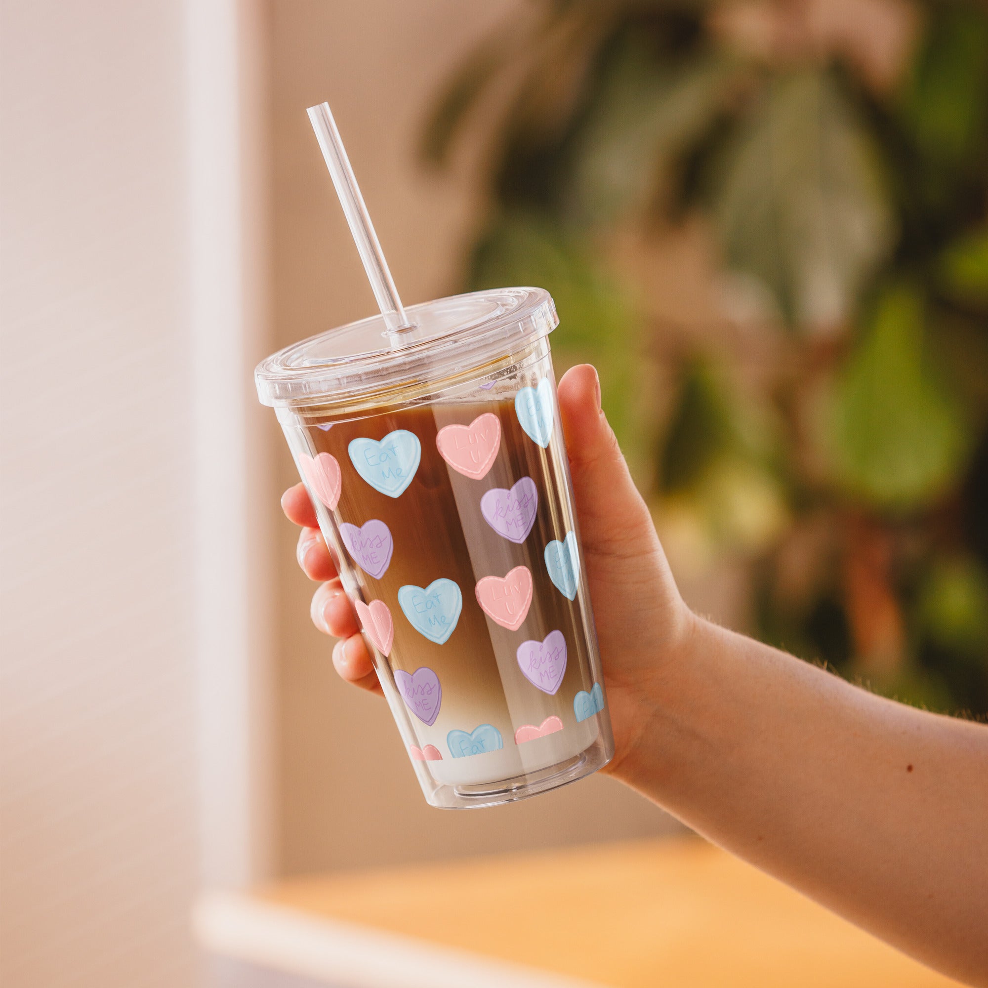 Transparent Plastic Candy Tumbler, Spill-Proof Cup, Clear Travel Mug, Reusable Drink Container, Eco-Friendly Tumbler, Gift