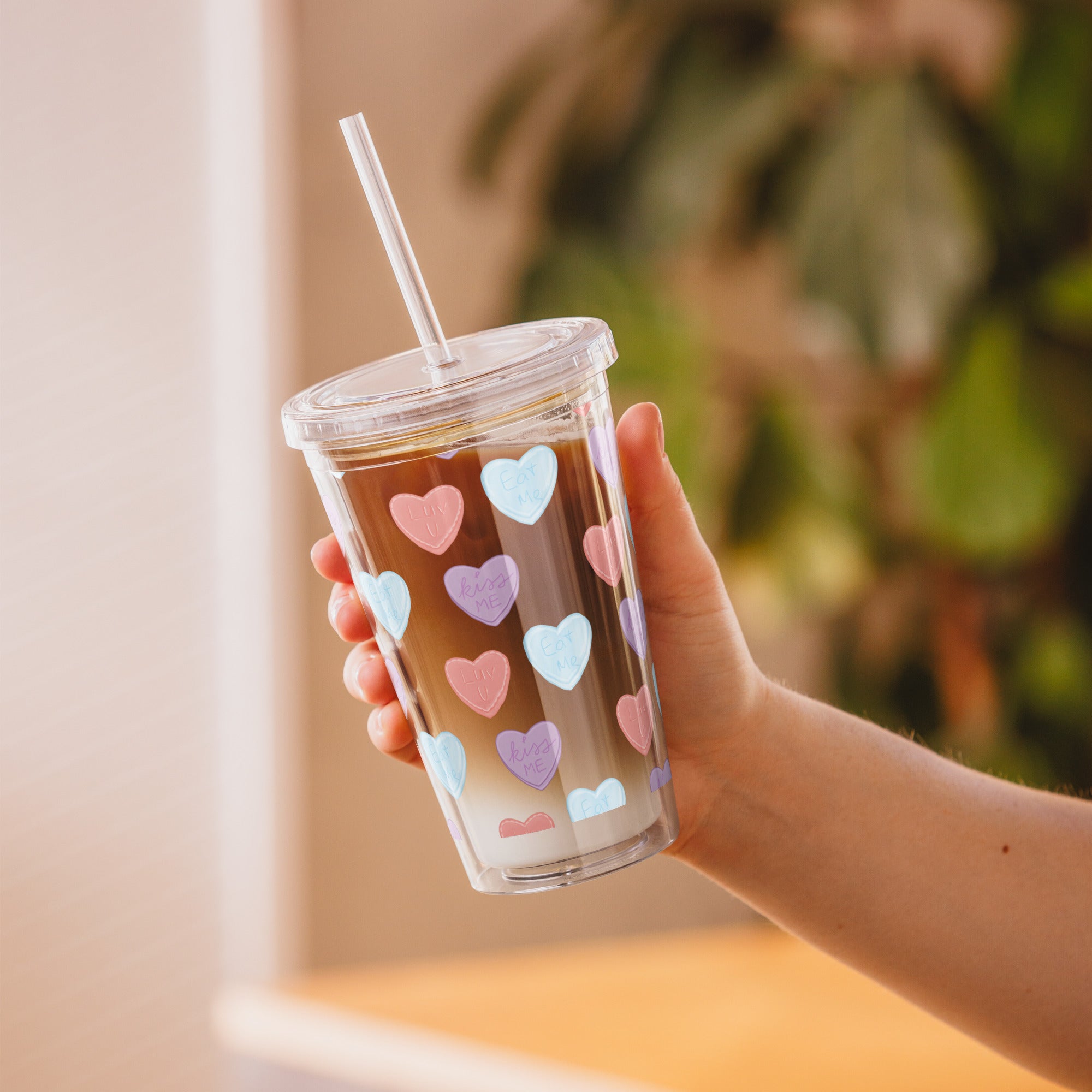 Transparent Plastic Candy Tumbler, Spill-Proof Cup, Clear Travel Mug, Reusable Drink Container, Eco-Friendly Tumbler, Gift