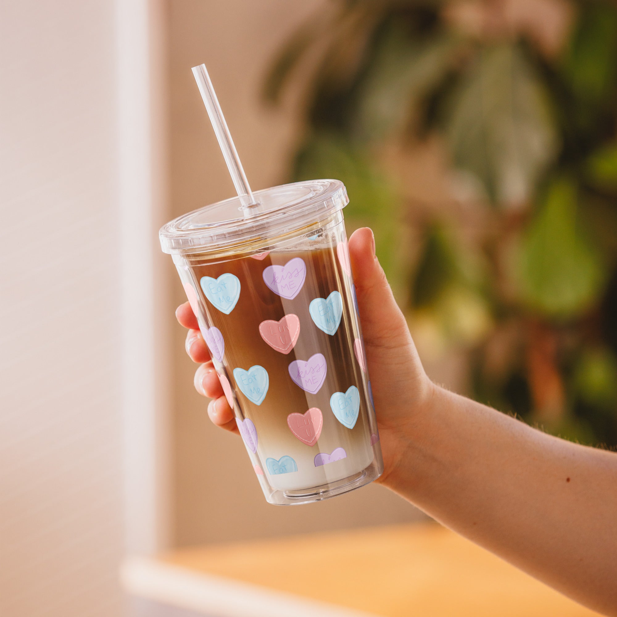 Transparent Plastic Candy Tumbler, Spill-Proof Cup, Clear Travel Mug, Reusable Drink Container, Eco-Friendly Tumbler, Gift