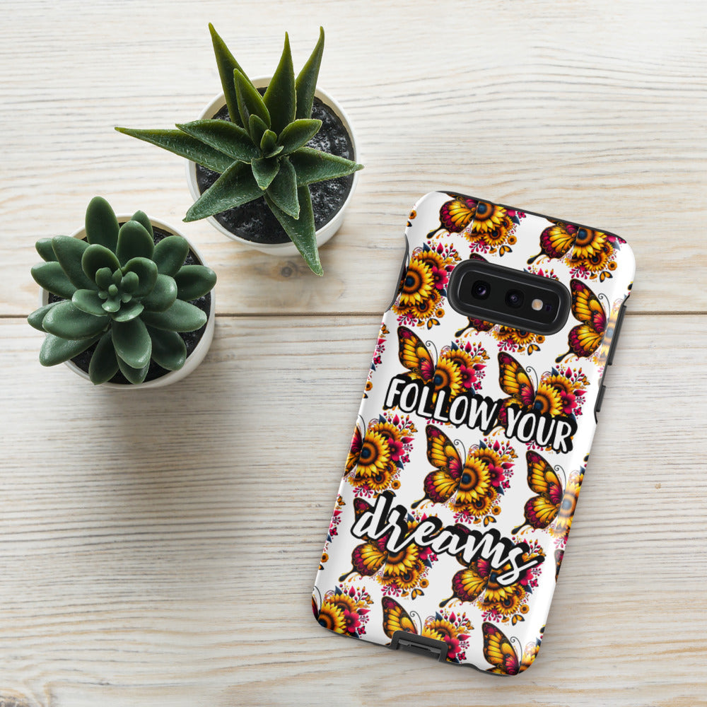 Floralfly (Yellow) Tough Case for Samsung, Durable Phone Case, Samsung Protective Cover, Shockproof Samsung