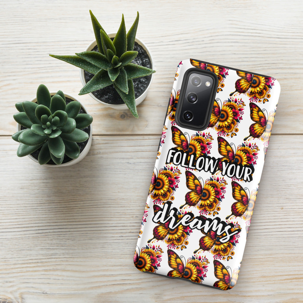 Floralfly (Yellow) Tough Case for Samsung, Durable Phone Case, Samsung Protective Cover, Shockproof Samsung