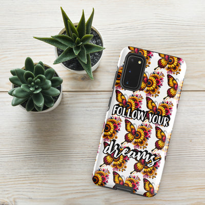 Floralfly (Yellow) Tough Case for Samsung, Durable Phone Case, Samsung Protective Cover, Shockproof Samsung
