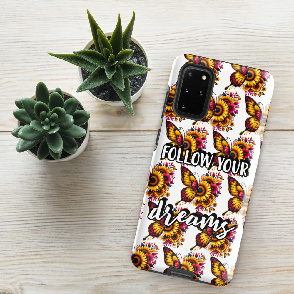 Floralfly (Yellow) Tough Case for Samsung, Durable Phone Case, Samsung Protective Cover, Shockproof Samsung