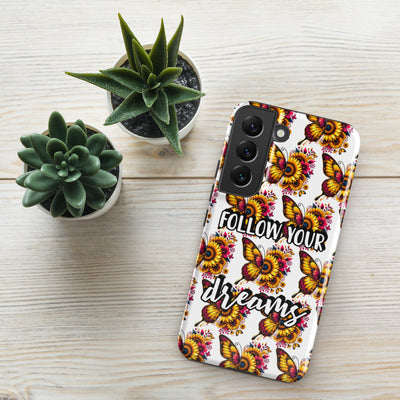 Floralfly (Yellow) Tough Case for Samsung, Durable Phone Case, Samsung Protective Cover, Shockproof Samsung