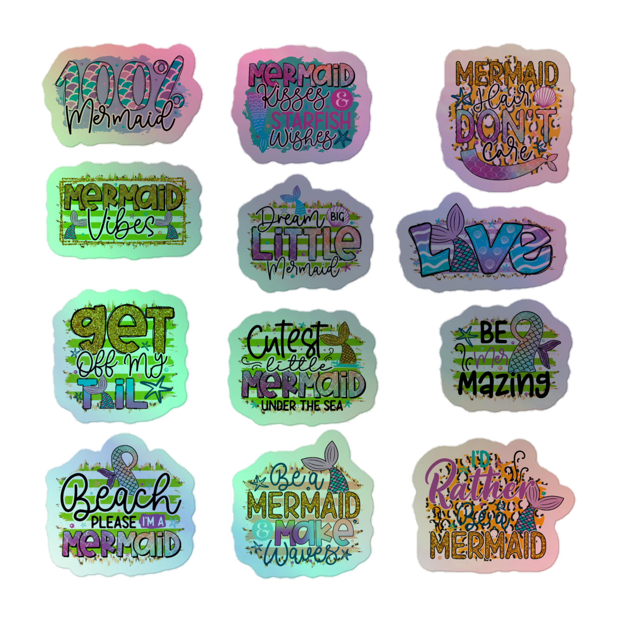 Holographic Mermaid Stickers Set 2