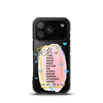 Phone case with motivational quote and colourful design on a white background for iPhone 17 pro