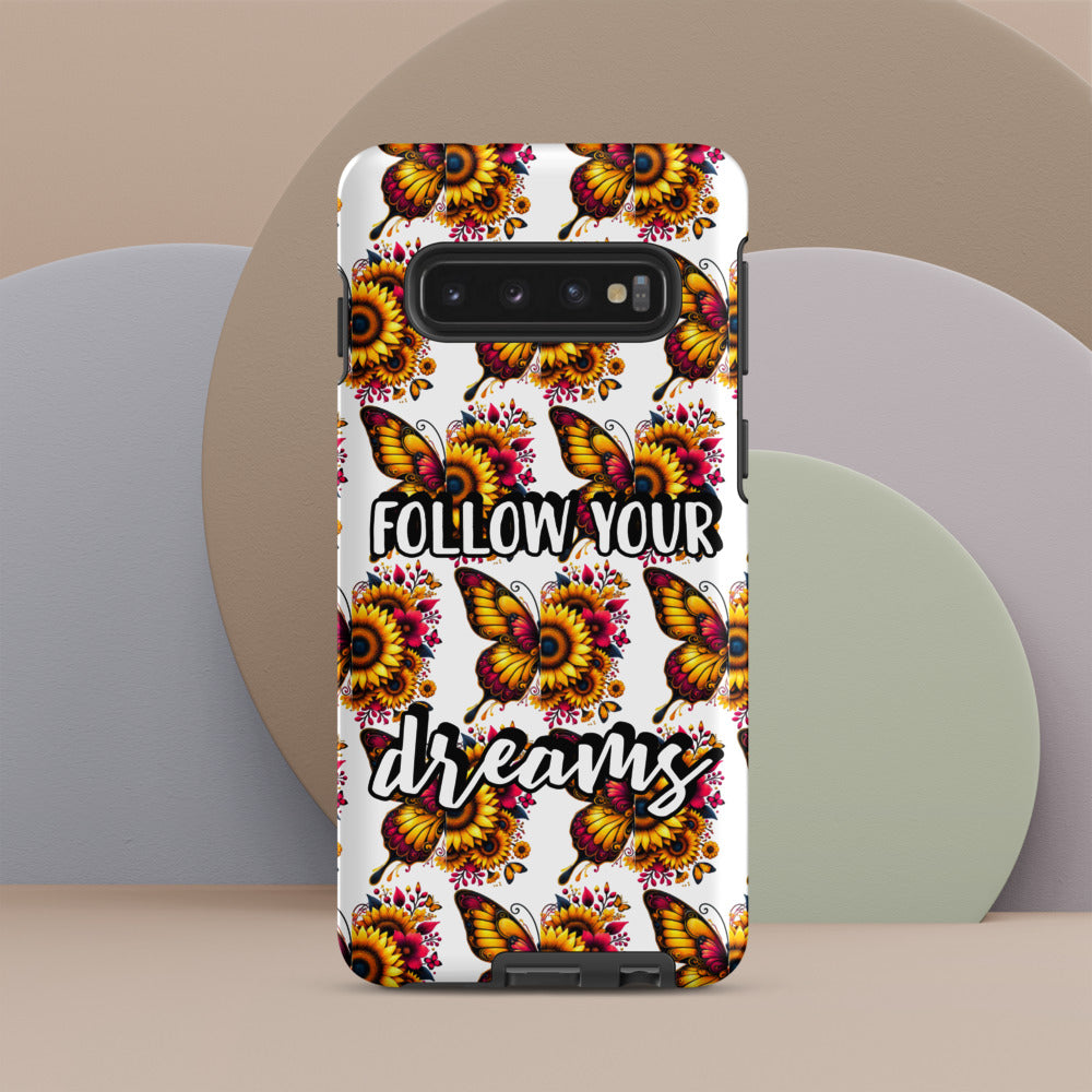 Floralfly (Yellow) Tough Case for Samsung, Durable Phone Case, Samsung Protective Cover, Shockproof Samsung