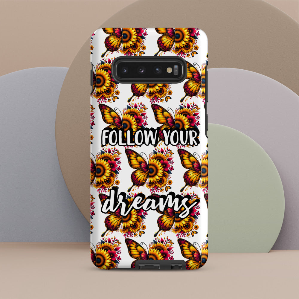 Floralfly (Yellow) Tough Case for Samsung, Durable Phone Case, Samsung Protective Cover, Shockproof Samsung