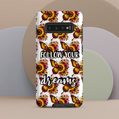Floralfly (Yellow) Tough Case for Samsung, Durable Phone Case, Samsung Protective Cover, Shockproof Samsung