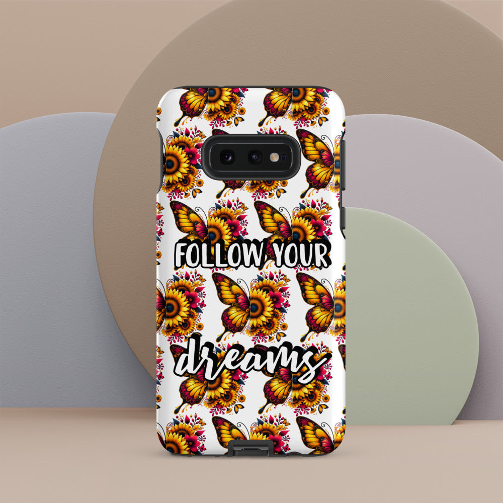 Floralfly (Yellow) Tough Case for Samsung, Durable Phone Case, Samsung Protective Cover, Shockproof Samsung