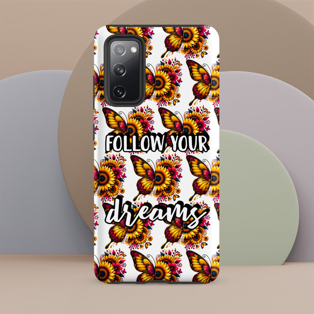 Floralfly (Yellow) Tough Case for Samsung, Durable Phone Case, Samsung Protective Cover, Shockproof Samsung