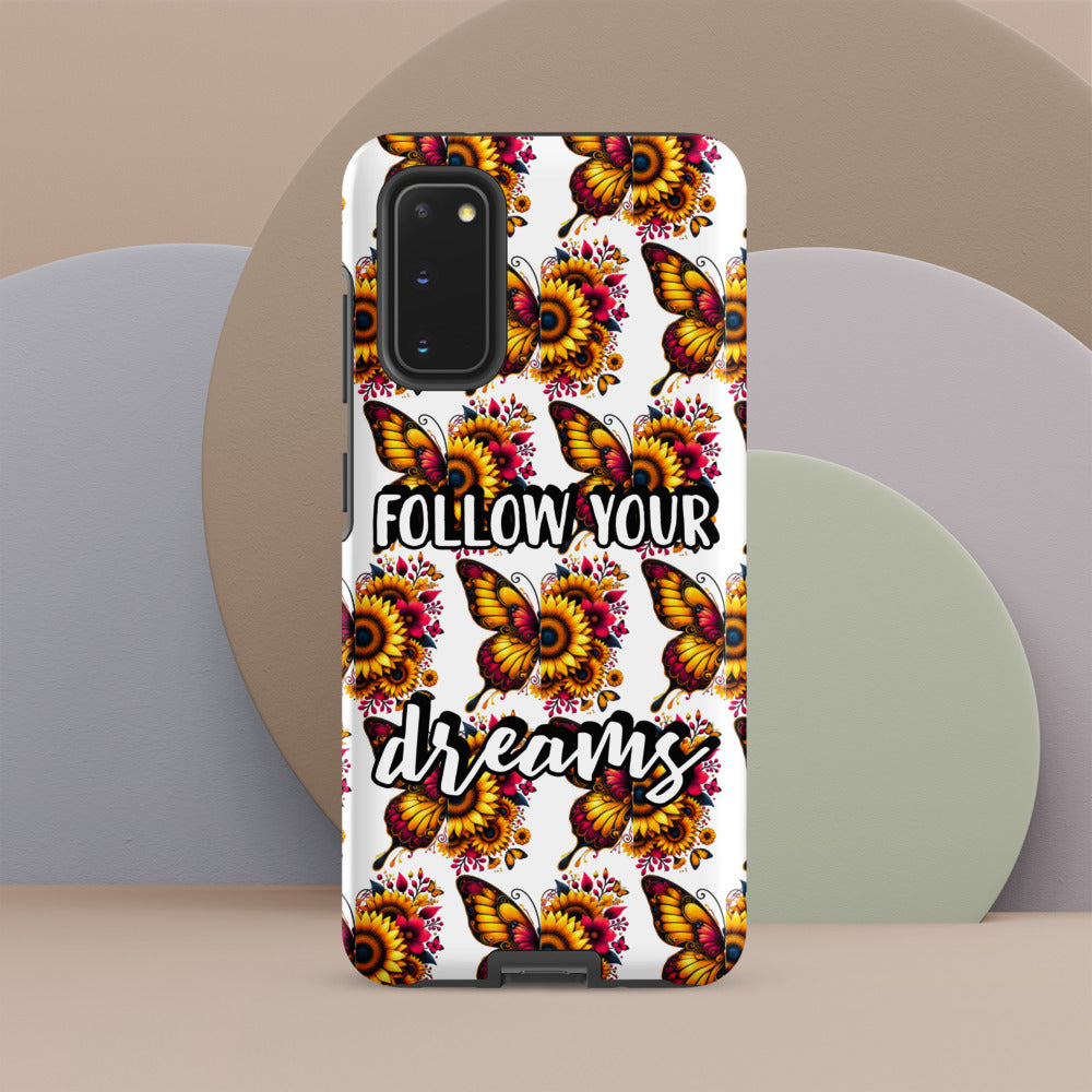 Floralfly (Yellow) Tough Case for Samsung, Durable Phone Case, Samsung Protective Cover, Shockproof Samsung