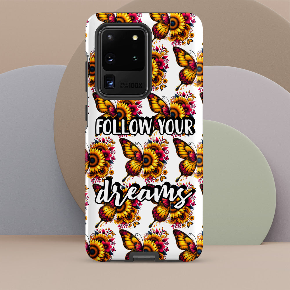 Floralfly (Yellow) Tough Case for Samsung, Durable Phone Case, Samsung Protective Cover, Shockproof Samsung