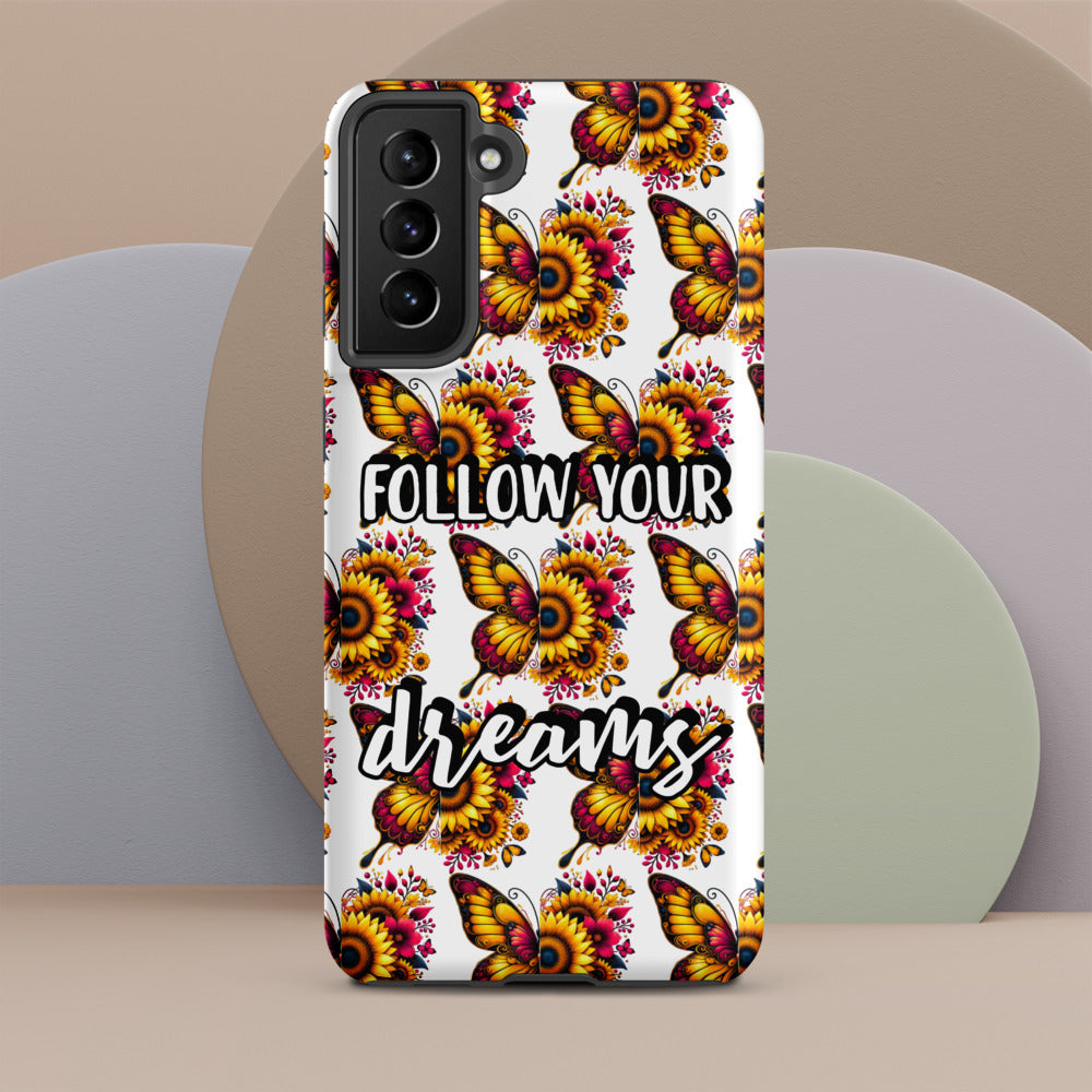 Floralfly (Yellow) Tough Case for Samsung, Durable Phone Case, Samsung Protective Cover, Shockproof Samsung