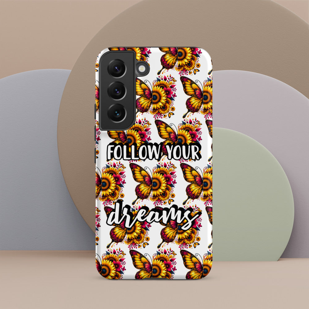 Floralfly (Yellow) Tough Case for Samsung, Durable Phone Case, Samsung Protective Cover, Shockproof Samsung