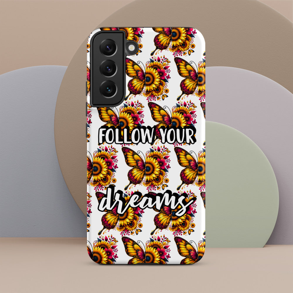 Floralfly (Yellow) Tough Case for Samsung, Durable Phone Case, Samsung Protective Cover, Shockproof Samsung